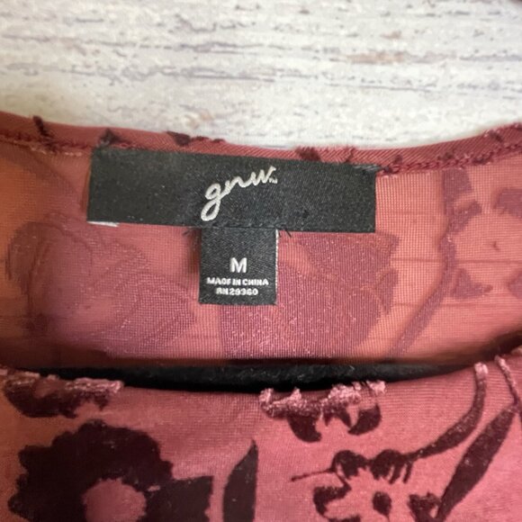 GNW Top Purple Sz M Velvet Burnout Fairy Grunge Whimsigoth Cutout Asymmetrical - Picture 7 of 10